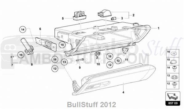 2020 Lamborghini AVENTADOR S USA GLOVE COMPARTMENT (857.09.00)